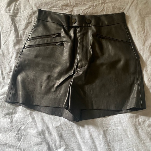 Zara Pants - Zara Black Faux Leather High Waist Shorts with Pockets Women’s XS
